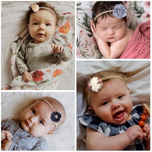 Image of SNOWIE SOFT Hairbands Hair Band for Girls Kids, 10pcs Floral Baby Hairband Headbands for Baby Girl Hair Accessories Infant Shower Gift, Stretchy Decorative Photography Head Band