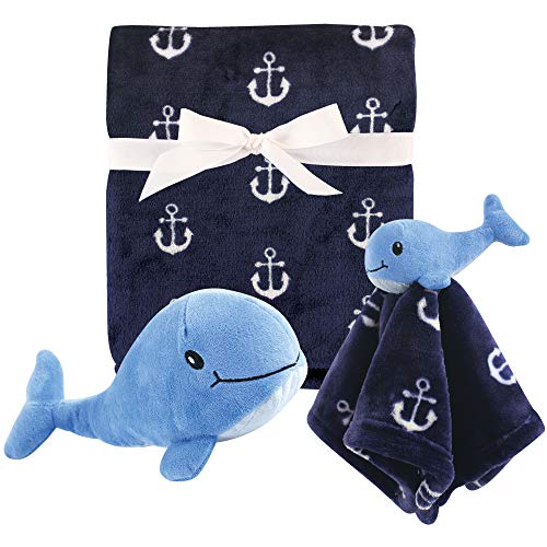 Image of Hudson Baby Unisex Baby Plush Blanket, Security Blanket and Toy Set, Boy Whale, One Size