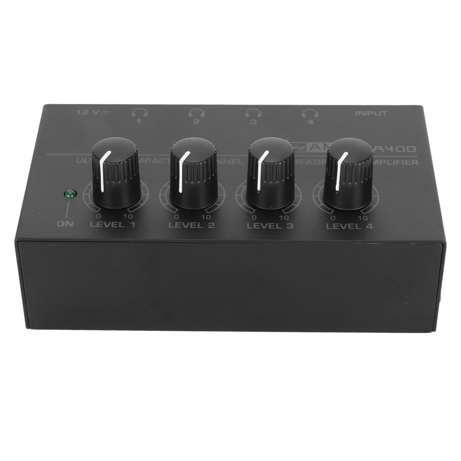 Ultra Compact 4 Channel Stereo Headphone Amplifier Silver, Maximum Flexibility, Ultra Low Noise, Independent Output, Independent Volume Control for Studio and Stage (UK Plug)