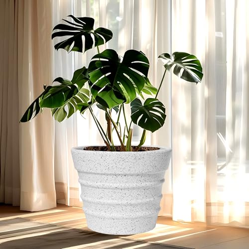 Image of YUCCABE ITALIA Fox B BR 21 Inch White Planter Pot Large Decorative Flower Pot for Garden & Terrace