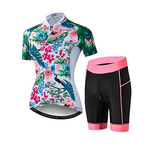 Cycling Clothing Women Short Sleeve Bicycle Wear Bike Clothing Cycling Jersey Set Malachite Green