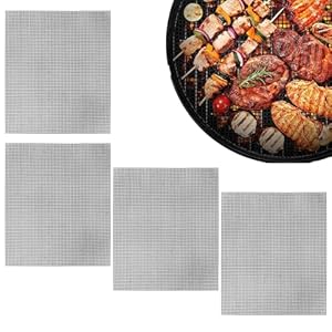 40 X 30 Cm Grillmatte FüR Gasgrill, 4 Schwarze Antihaftfolien Grillmatten FüR Holzkohle, Wiederverwendbar Grillgitter, HitzebestäNdig Grillmatten FüR Gasgrill, Geeignet FüR Gasgrill, Holzkohlegrill