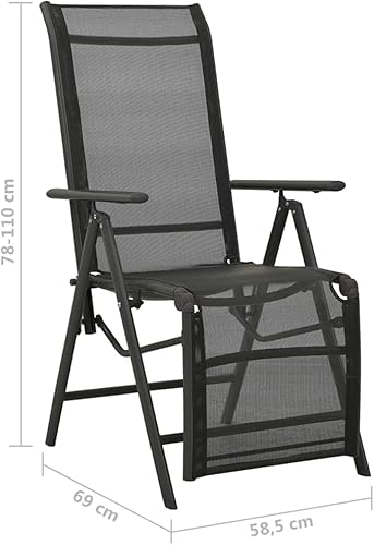 Miniatura 2 de Sillas reclinables para patio, 2 piezas, textileno y aluminio, color negro, para comedor, sillas de mesa de comedor para playa, sala de estar,