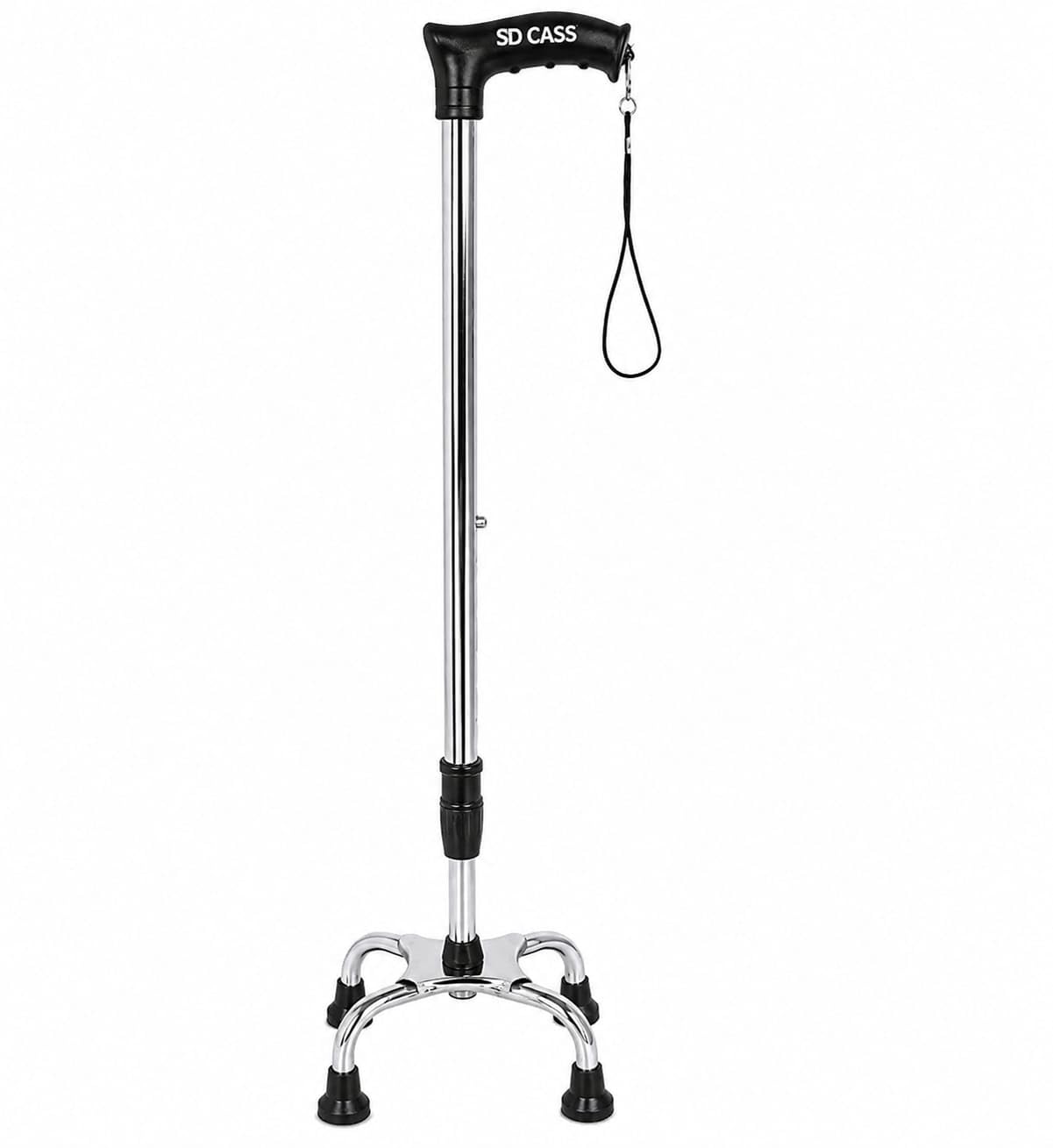 Strong 4 Leg Walking Stick with Adjustable Height, Mild-Steel Body, Light Weight for Men/Women, Patients, Old People (Black)-image-42