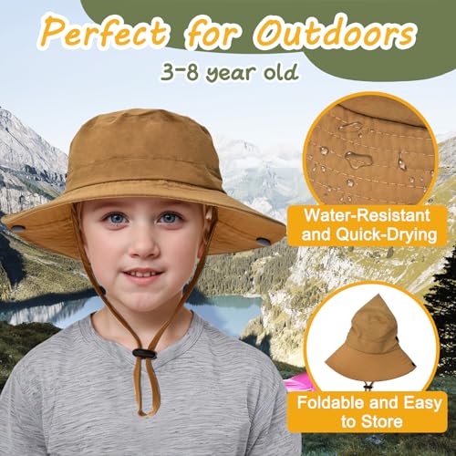 Image of Outdoor Kids Sun Hat UPF 50+ Quick Dry Foldable Bucket Hat Lightweight Adjustable Fishing Safari Hat for Girls and Boys