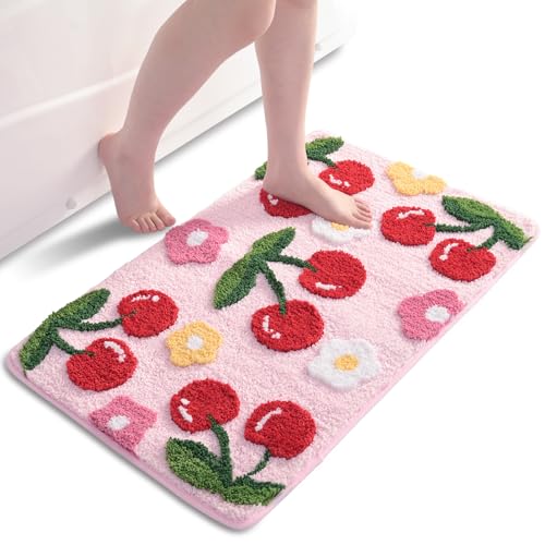 Anybar Pink Bathroom Rugs Cute Cherry Bath Mat Coloful Bathroom Accessories
