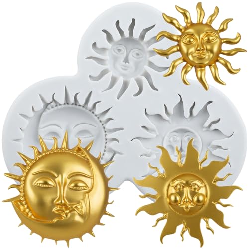 TAOXIBEI Sun and Moon Face Silicone Molds Sun Face Polymer Clay Mold for DIY Crafts Air Dry Plaster Polymer Clay Epoxy Resin Casting Jewelry Making