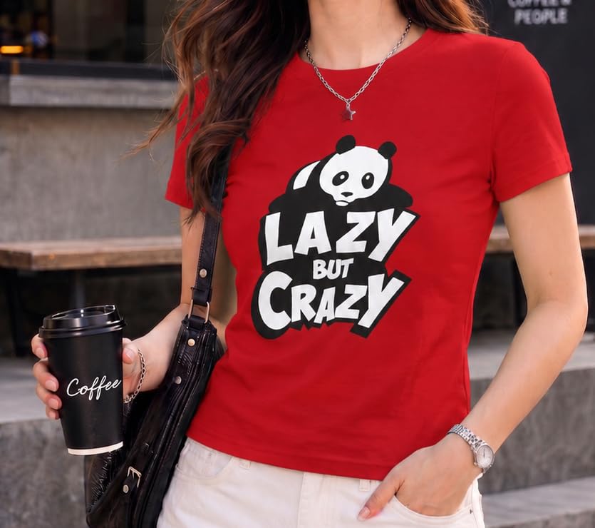 Image of Preneum Women's Graphic Printed T-Shirt, Round Neck Half Sleeve Casual Slim Fit Cotton Blend Tee, College, Office & Travel