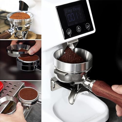 Image of Supvox 51mm Espresso Portafilter Combo - Reusable 316 Stainless Steel Puck Screen (1.7mm) & Magnetic Powder Ring for Filter Basket, Prevents Spills, DIY Home Brew Barista Accessories