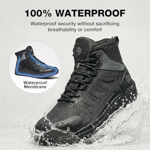 Image of NINGO Steel Toe Work Boots for Men, Waterproof Slip Resistant Work Boots for Men, Wide Toe Comfortable Mens Safety Work Shoes with Zero Drop, Oil Resistant for Construction, Industrial, Warehouse