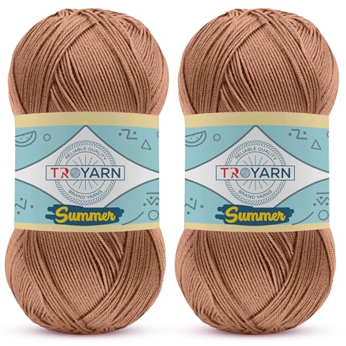 Image of Yarn for Crocheting & Knitting - 2 Skeins (2x383 Yds) (105261 - Russet Brown) - 100% Microfiber Acrylic for Craft Projects