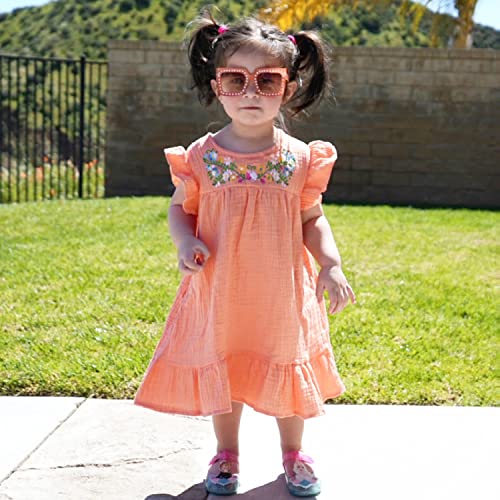 HINTINA Toddler Little Girl Mexican Ethnic Embroidery Floral Dress Sleeveless Sundress2