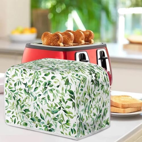 Image of Toaster Cover Kitchen Bakeware Protector Fits for Most Standard 4 Slice Toasters, Keep Toaster Free From Dust Stain Fingerprints Oven Dustproof Cover, Leaf Green