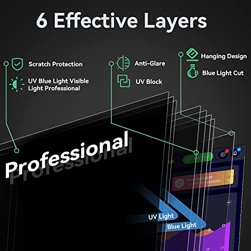 Image of 24 Inch Privacy Screen for 16:9 Widescreen Monitor, Eye Protection Anti Glare Blue Light Computer Monitor Privacy Filter
