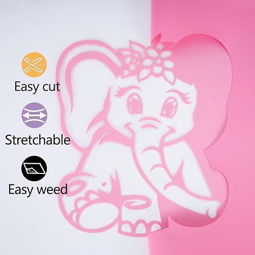 Miniatura 4 de guangyintong Rollos de vinilo de transferencia de calor rosa HTV de 12 pulgadas x 25 pies, vinilo rosa para planchar para camisetas, vinilo HTV rosa