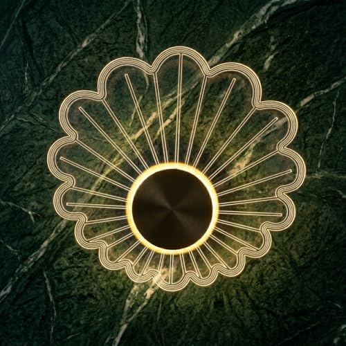 Image of Groeien 12W Modern LED Acrylic Artistic Sunray Floral Petal Design Sconce Gold Wall Light for Bedroom Living Room Corridor Lighting Fixtures Wall Mount (1, Golden Petal)