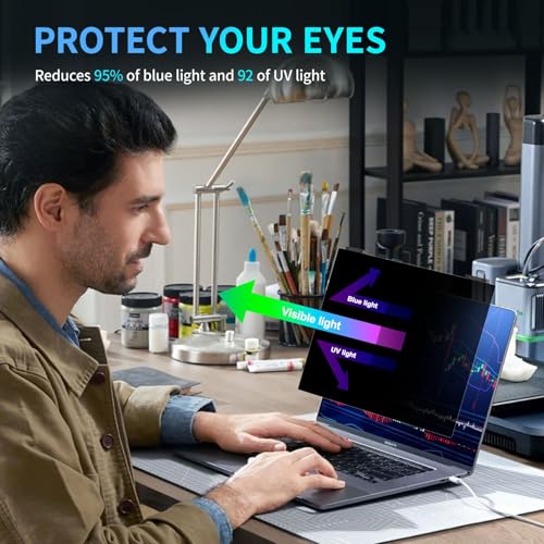 Image of Laptop Privacy Screen 13.3 inch, 9H Hanging Privacy Screen for Laptop for 16:9, Acrylic HD Eye Protection Anti Glare Blue Light Laptop Screen Privacy Filter