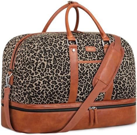 Weekender Bag for Women, Large Overnight Bag Canvas Travel Duffel Bag Carry On Tote with Shoe Compartment 21