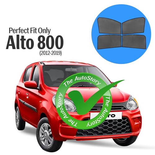 Image of AutoStory Custom Fit Black Mesh Car Sunshade for Maruti Alto 800 2012-2019 | UV & Heat Protection Car Window Curtains | Privacy Car Sun Shade | Breathable Vehicle Specific Side Window Shades