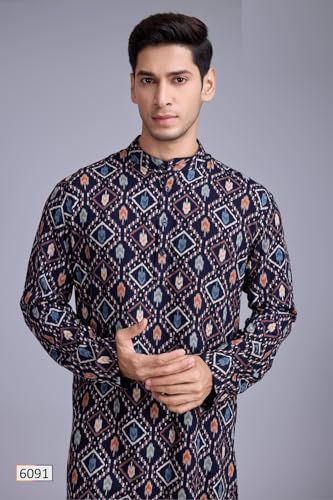 Kurta de hombre de rayón impreso ropa festiva tradicional 4