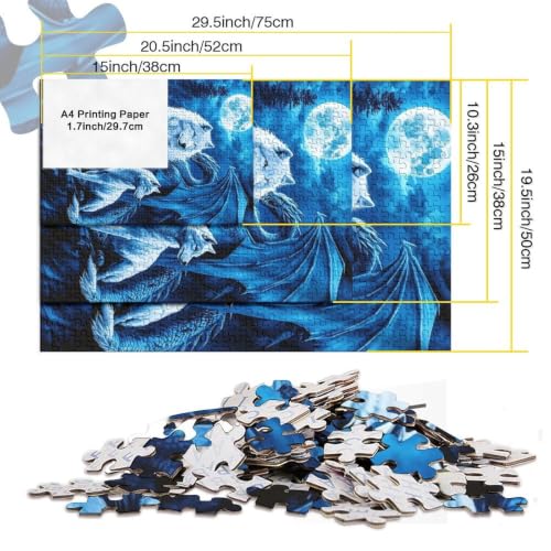Puzzle de 1000 piezas de lobo místico para combatir el estrés y mejorar la concentración en adultos 6