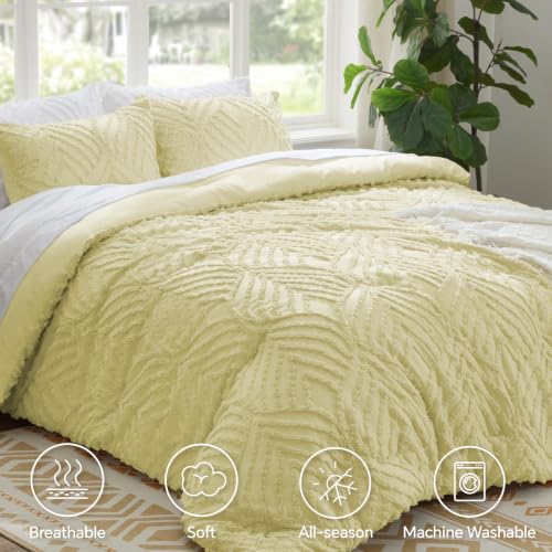 Image of BEDELITE Fleece King Comforter Set -Super Soft & Warm Fluffy Transparent Yellow Bedding, Luxury Fuzzy Heavy Bed Set for Winter with 2 Pillow Cases