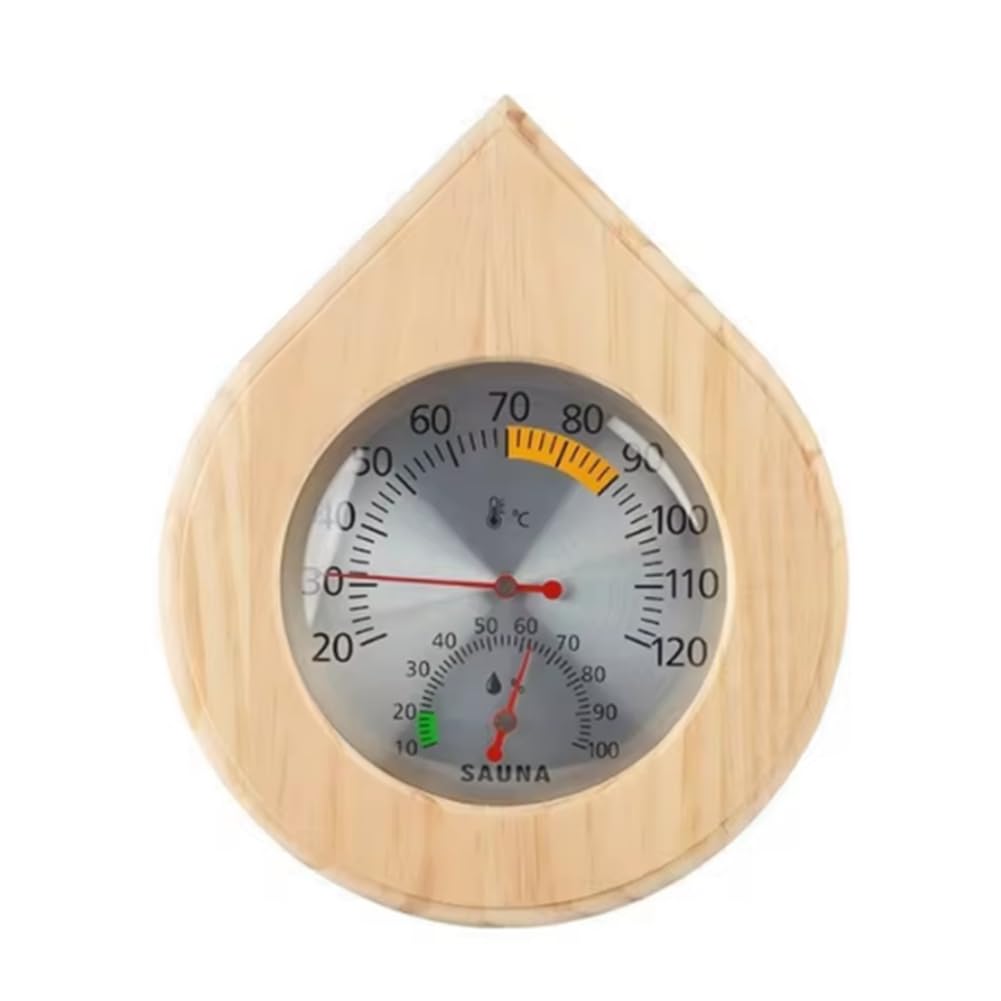 Littimoon for Sauna Room Spa for Steam Room Wooden Thermometer Hygrometer Temperature and Humidity Meter Wall Hanging No Battery