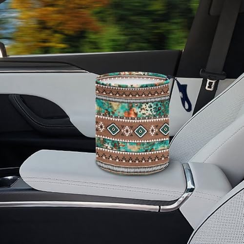Image of Retro Aztec Portable Dustbin Bin Waste Basket Tribal Aztec Car Accessories Interior Easy to Clean Collapsible Car Trash Can