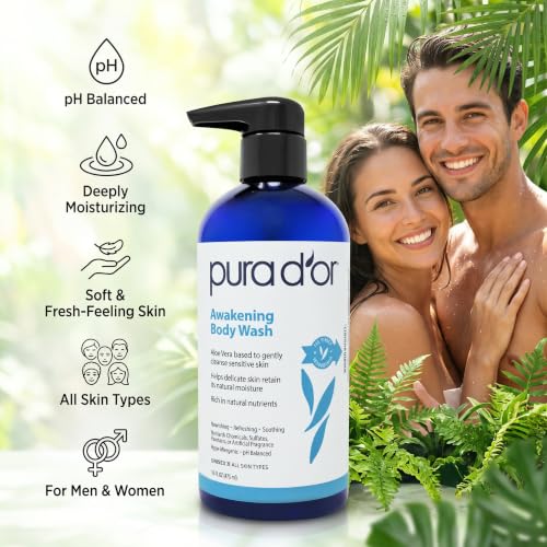 PURA D'OR Awakening Moisturizing Body Wash with Aloe Vera, 16oz - image 4