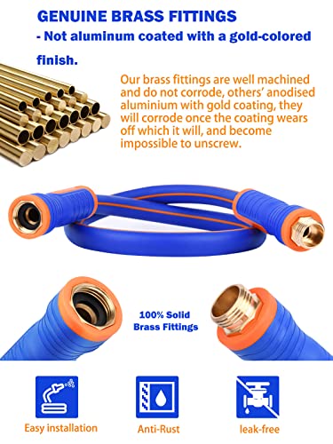 Abimars-Garden-Hose-with-Swivel-Handle-25-ft-x-58-in-Flexible-Hybrid-Rubber-Water-Hose-with-Solid-Brass-Connectors-Lightweight-Blue-500psi-Burst-Pressure