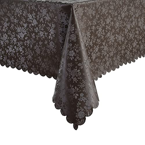 Image of Romanstile Waterproof Vinyl Tablecloth Rectangle, 60 x 102 Inch, Rose Coffee