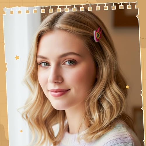 6 Piezas Pinzas de Pelo Luminosas de los 80s y 90s para Niñas y Mujeres, Accesorios de Pelo Retro que Brillan en la Oscuridad, Estilo Casete, Corazón, Estrella, Labios y Rayo Neon para Conciertos y Fiestas miniatura 6