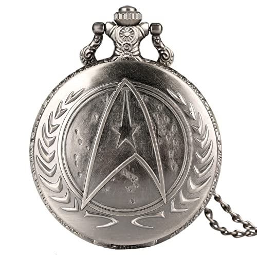 Akopiuto Vintage Trek Themed Quartz Pocket Watch Necklace Gift for Men and Women