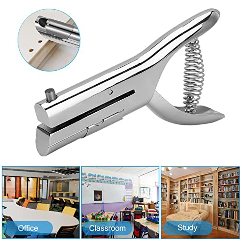 Single Hole Punch 2 Inch Reach Deep Throat Heavy Duty Hole Punch Tab Zinc Alloy Silver Long Hole Punch 1/4 Inch Hole Hand Held Leather Hole Punch For Scrapbook Tab Paper Id Card Pvc Card Badge Photos #TOP6