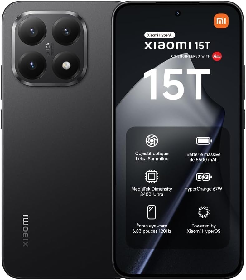 XIAOMI 15T, Smartphone 12 + 512 GB, Pantalla 6.83" 120Hz con Prot...