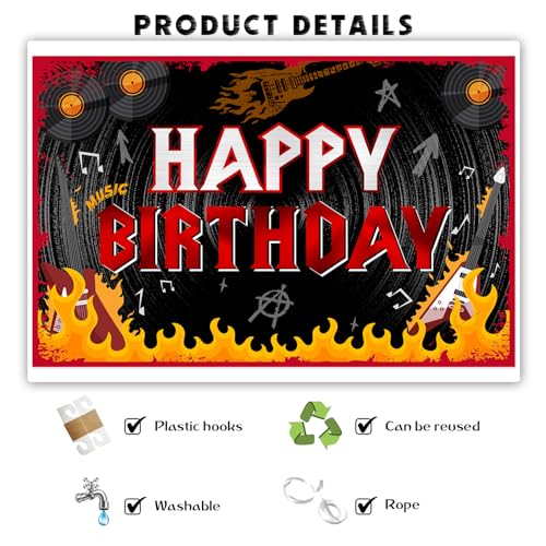 Fondo Fotográfico Decorativo 6x4 pies Rock Happy Birthday miniatura 2