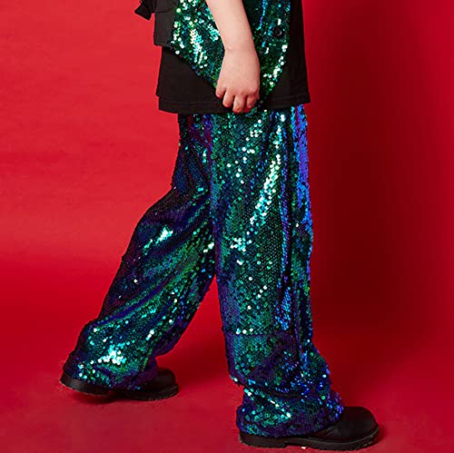 Unisex Kids Glitter Sequins Pants Jazz Dance Trousers Girls Boys Hip Hop Street Dancewear4