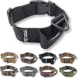 FDC - Collar táctico para perro con mango de 1,5 pulgadas de ancho para entrenamiento militar con agujero para etiqueta de ejército mediano grande M, L, XL, XXL