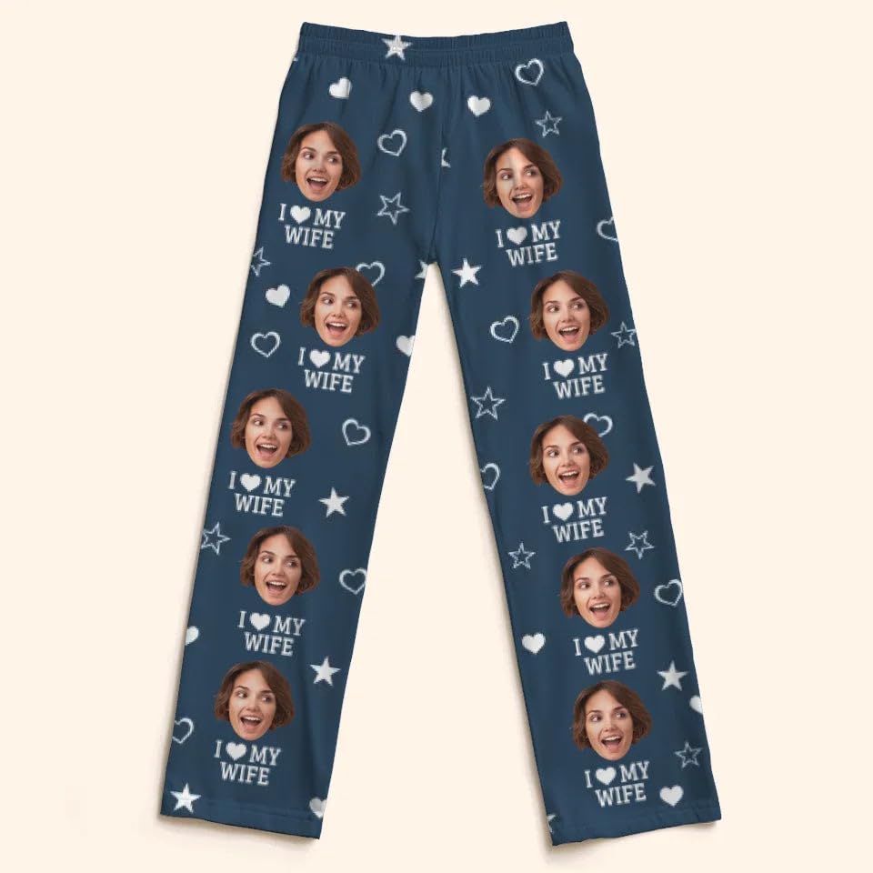 DOPTIKA Funny Face Custom Christmas Pajamas for Women, Men, Gifts for Couples, Pajama Bottoms, Personalized Long Pajamas Set3