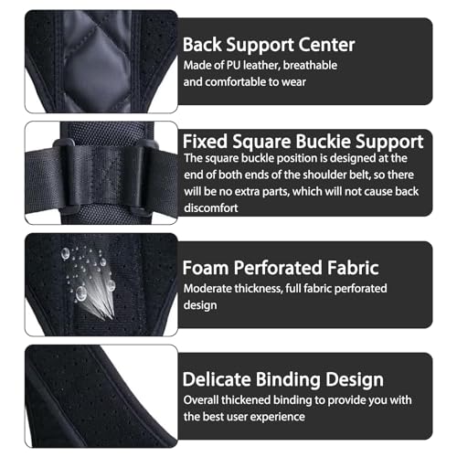 Hocklliy Back Brace Posture Corrector,Back Brace for Women and Men Adjustable Shoulder Lumbar Belt Lightweight Upper Back Straightener Support Brace Relief Pain in Neck Back and Shoulders - Image 2