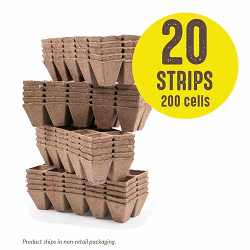 Image of Jiffy Seed Starting Tray - Biodegradable, Plant Germination Cells - 20 Strips (200 Cells) - Peat