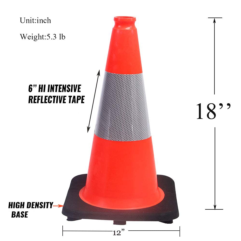 Flаѕh Dеаlѕ - 50% оƒƒ (5 Cones) BESEA 18 Orange PVC Safety Traffic Cone Black Base Construction Road Parking Cones with 6 Reflective Collars