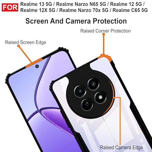 Image of Zapcase Back Case Cover for Realme 13 5G | Compatible for Realme 13 5G Back Case Cover | Clear Case with Camera Protection | (TPU + PC | Matte Black)