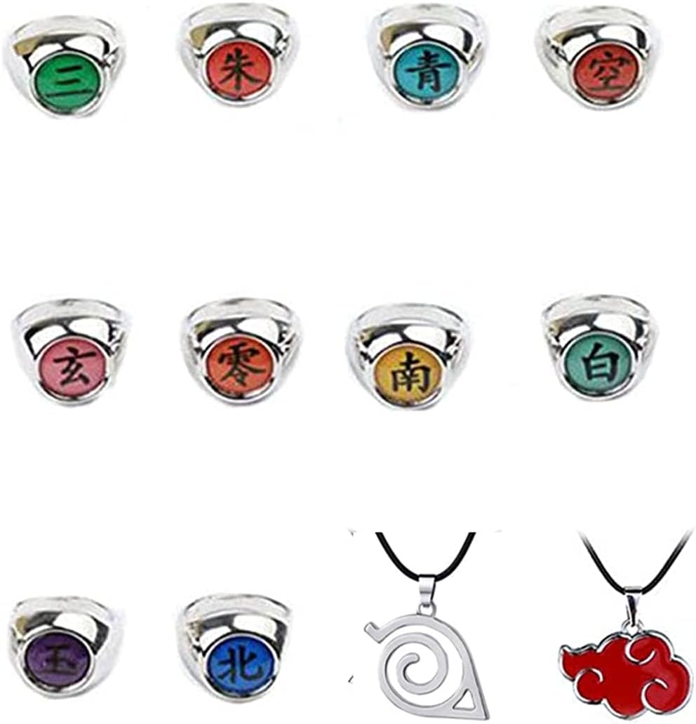 RONGWIN12pcs Anime Ring Set,Japanese Cosplay Necklace Ak Cosplay Rings Adjustable Anime Rings With Box,Anime Rings For Cosplay Fans Party Accessories Gifts
