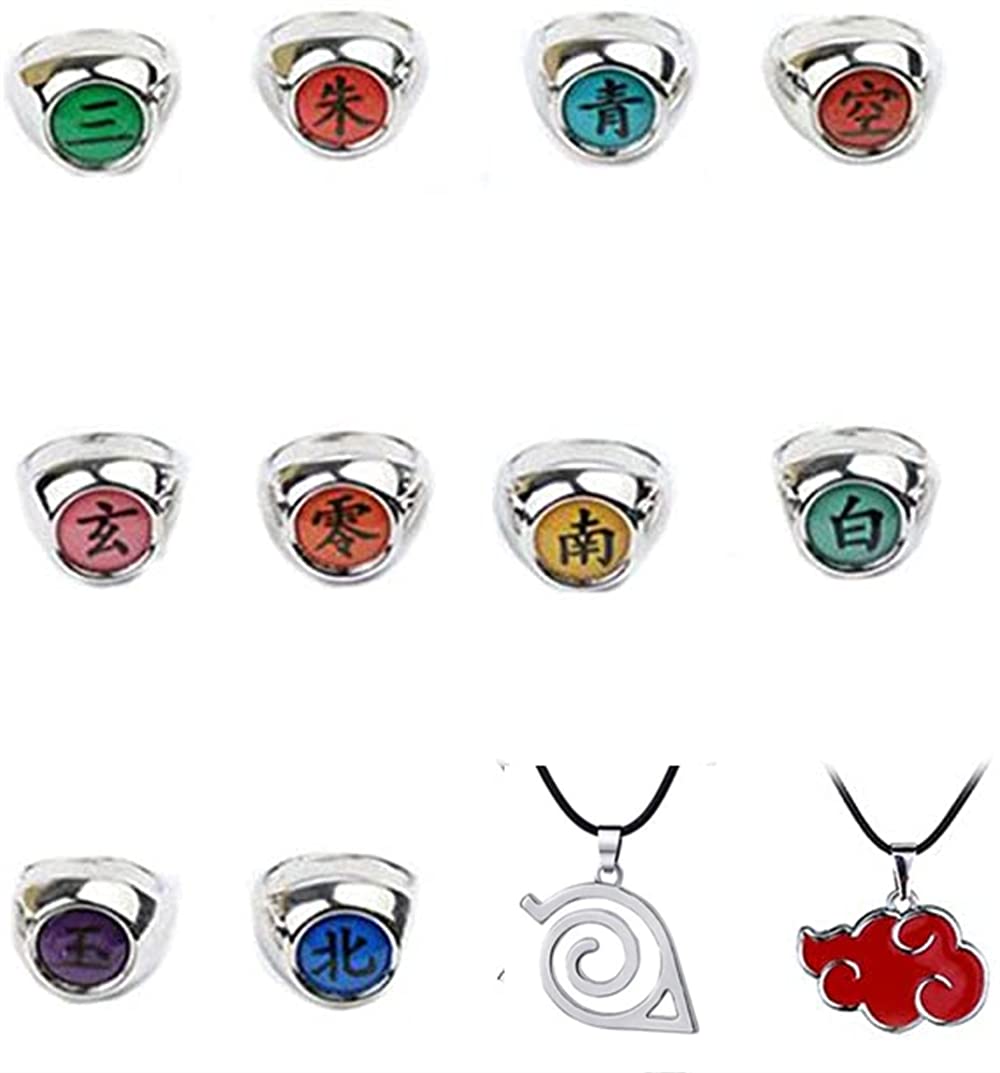 RONGWIN12pcs Anime Ring Set,Japanese Cosplay Necklace Ak Cosplay Rings Adjustable Anime Rings With Box,Anime Rings For Cosplay Fans Party Accessories Gifts