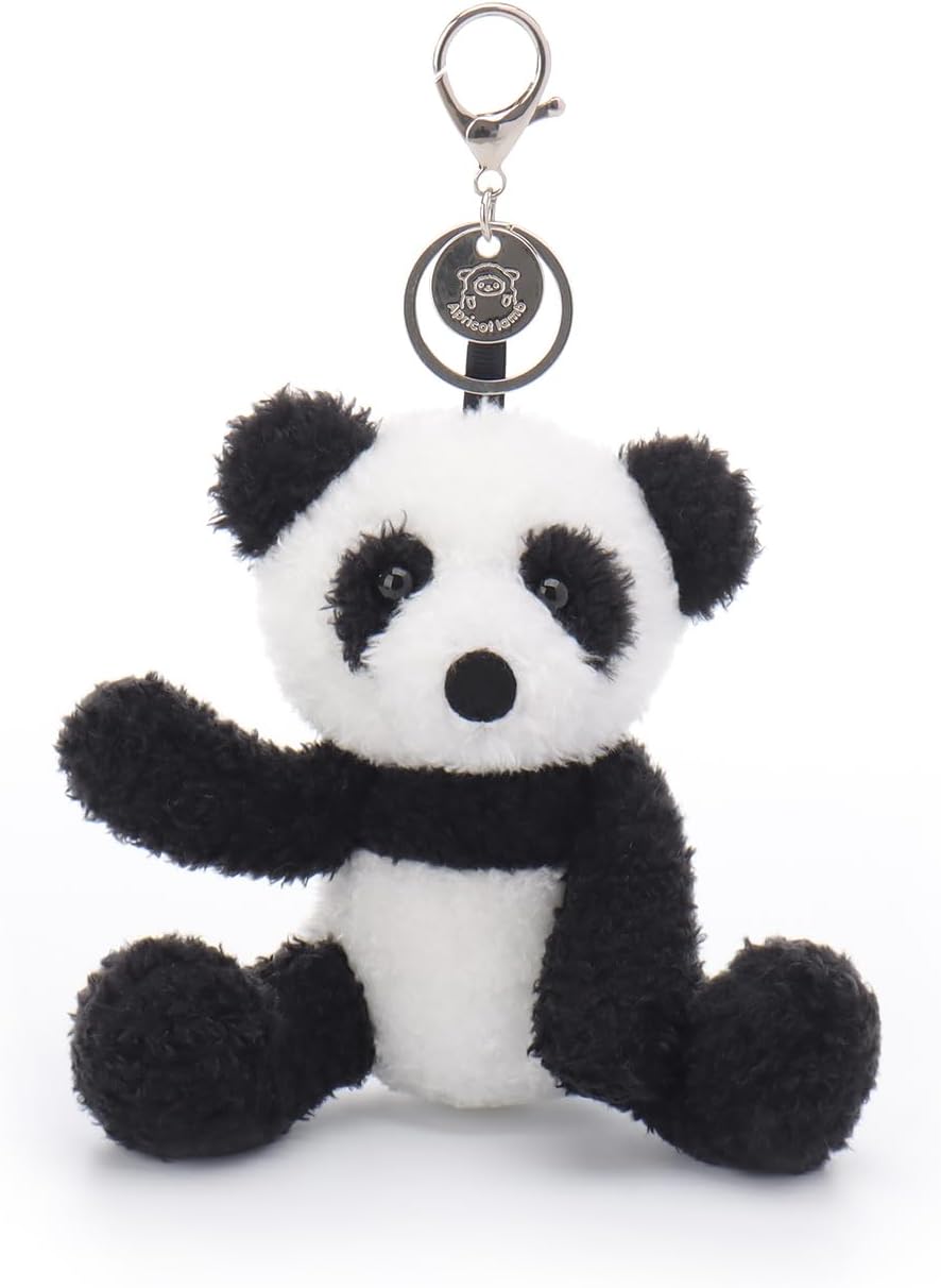 Apricot Lamb Velvet Panda Keychain, 4.5''