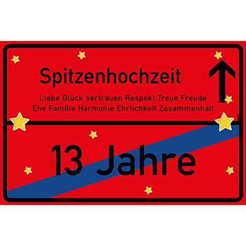 vanva Spitzenhochzeit Schild Spitzenhochzeit Ortsschild 30x20 cm Liebe Hochzeit Deko 13. Hochzeitstag Party Deko Geschenke Dekoration Hochzeits-Deko...