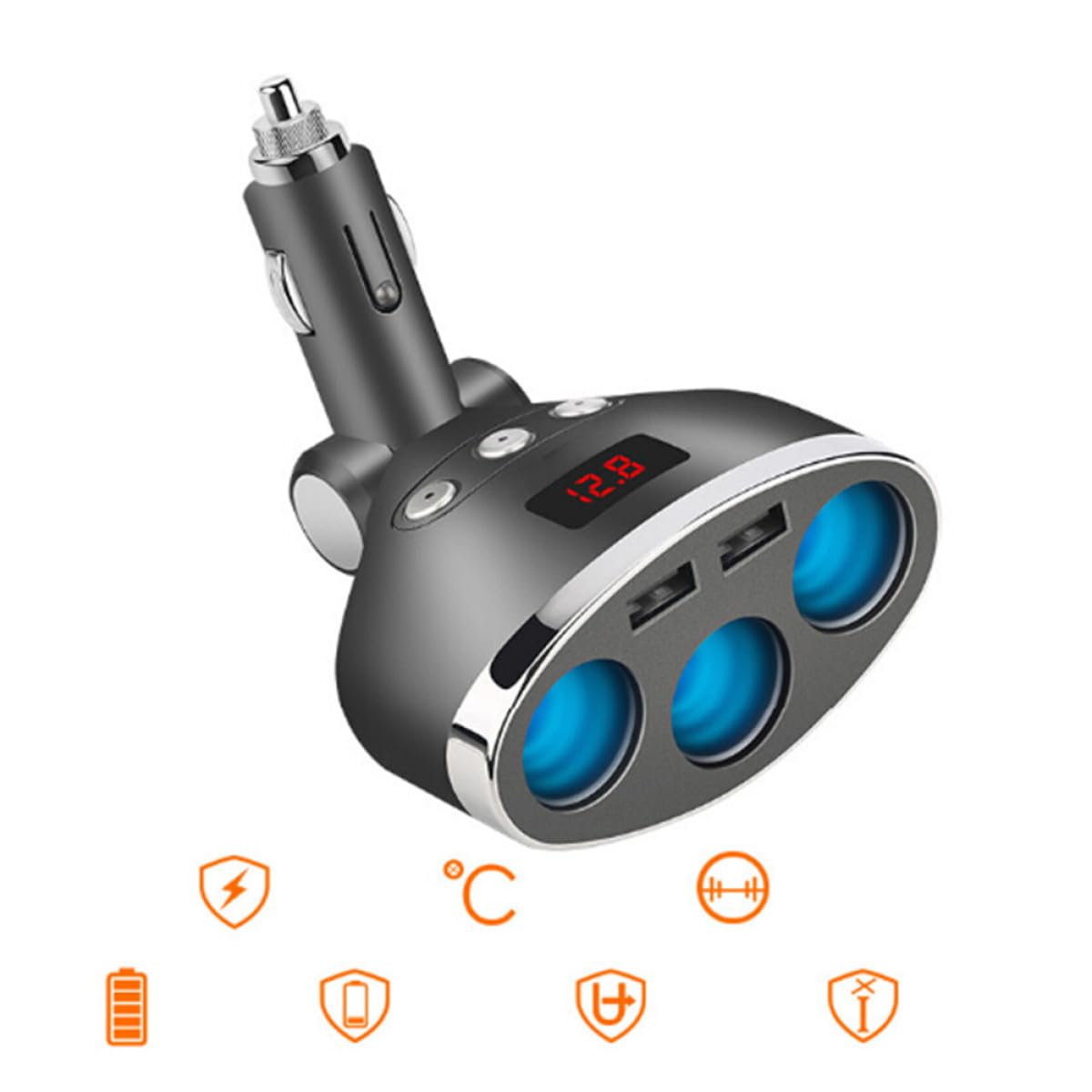 Prise Allume-Cigare de Voiture 1 à 3 Prises USB Double 120w
