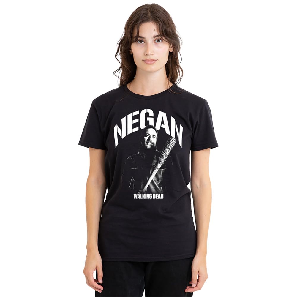 The Walking Dead Negan Mono Ladies T Shirt, Black, Small