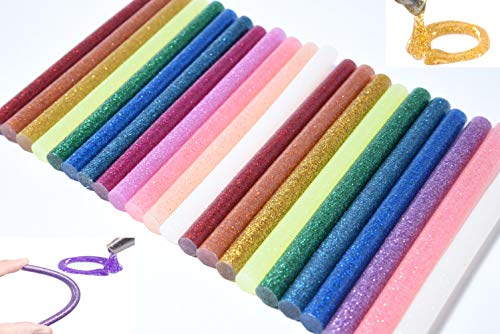 WeiMo 120+10 pcs Colorful Hot Melt Glue Stick， Small Glue Gun Used Long Shape Hot Melt Glue Stick for Art Craft DIY Home Decoration Sealing and Gluing (130)